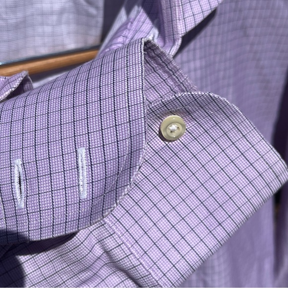 BROOKS BROTHERS Makers Shirt Purple Black Check Egyptian Cotton Mens 16.5/33 EUC - Picture 2 of 11